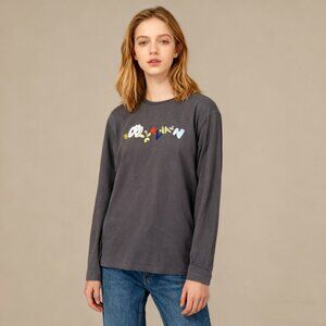 Herlian Cotton Embroidered Pullover Sweatshirt Top Long-sleeved T-shirt Size M